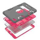 Contrast Color Silicone + PC Shockproof Case for iPad mini 5 / mini 4, with Holder(Grey+Rose Red)