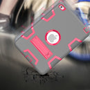 Contrast Color Silicone + PC Shockproof Case for iPad mini 5 / mini 4, with Holder(Grey+Rose Red)