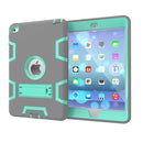 Contrast Color Silicone + PC Shockproof Case for iPad mini 5 / mini 4, with Holder(Grey+Mint Green)