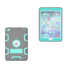 Contrast Color Silicone + PC Shockproof Case for iPad mini 5 / mini 4, with Holder(Grey+Mint Green)