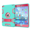 Contrast Color Silicone + PC Shockproof Case for iPad mini 5 / mini 4, with Holder(Mint Green+Rose Red)