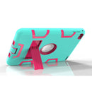 Contrast Color Silicone + PC Shockproof Case for iPad mini 5 / mini 4, with Holder(Mint Green+Rose Red)