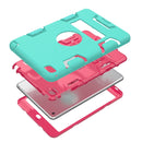 Contrast Color Silicone + PC Shockproof Case for iPad mini 5 / mini 4, with Holder(Mint Green+Rose Red)