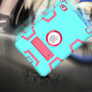 Contrast Color Silicone + PC Shockproof Case for iPad mini 5 / mini 4, with Holder(Mint Green+Rose Red)