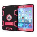 Contrast Color Silicone + PC Shockproof Case for iPad mini 5 / mini 4, with Holder(Black+Rose Red)