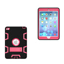 Contrast Color Silicone + PC Shockproof Case for iPad mini 5 / mini 4, with Holder(Black+Rose Red)