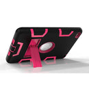 Contrast Color Silicone + PC Shockproof Case for iPad mini 5 / mini 4, with Holder(Black+Rose Red)
