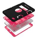 Contrast Color Silicone + PC Shockproof Case for iPad mini 5 / mini 4, with Holder(Black+Rose Red)