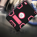 Contrast Color Silicone + PC Shockproof Case for iPad mini 5 / mini 4, with Holder(Black+Rose Red)