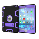 Contrast Color Silicone + PC Shockproof Case for iPad mini 5 / mini 4, with Holder(Black+Purple)