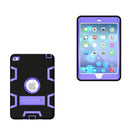 Contrast Color Silicone + PC Shockproof Case for iPad mini 5 / mini 4, with Holder(Black+Purple)