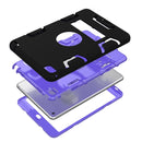 Contrast Color Silicone + PC Shockproof Case for iPad mini 5 / mini 4, with Holder(Black+Purple)