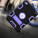 Contrast Color Silicone + PC Shockproof Case for iPad mini 5 / mini 4, with Holder(Black+Purple)