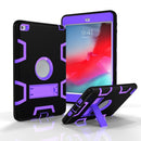 Contrast Color Silicone + PC Shockproof Case for iPad mini 5 / mini 4, with Holder(Black+Purple)