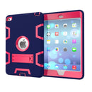 Contrast Color Silicone + PC Shockproof Case for iPad mini 5 / mini 4, with Holder(Navy Blue+Rose Red)