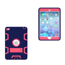 Contrast Color Silicone + PC Shockproof Case for iPad mini 5 / mini 4, with Holder(Navy Blue+Rose Red)