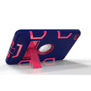 Contrast Color Silicone + PC Shockproof Case for iPad mini 5 / mini 4, with Holder(Navy Blue+Rose Red)