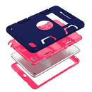 Contrast Color Silicone + PC Shockproof Case for iPad mini 5 / mini 4, with Holder(Navy Blue+Rose Red)