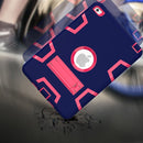 Contrast Color Silicone + PC Shockproof Case for iPad mini 5 / mini 4, with Holder(Navy Blue+Rose Red)
