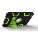 Contrast Color Silicone + PC Shockproof Case for iPad mini 5 / mini 4, with Holder(Black+green)