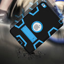 Contrast Color Silicone + PC Shockproof Case for iPad mini 5 / mini 4, with Holder(Black Blue)