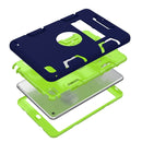 Contrast Color Silicone + PC Shockproof Case for iPad mini 5 / mini 4, with Holder(Navy Blue)