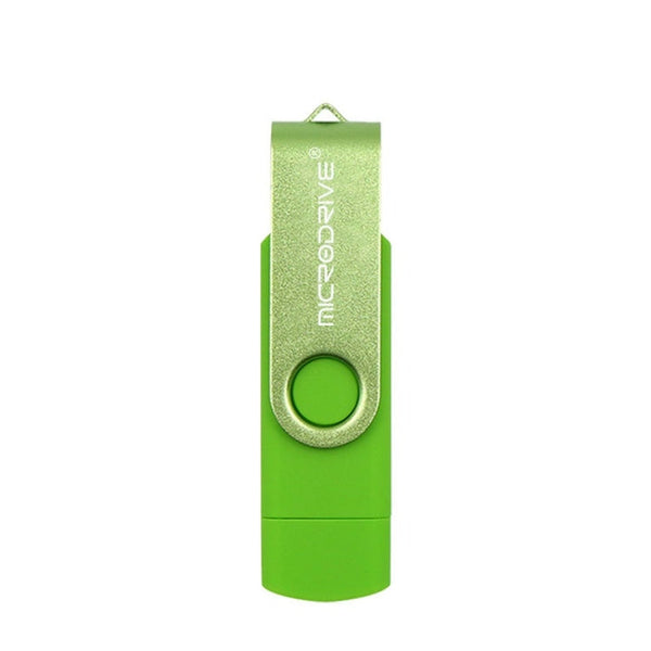 MicroDrive 4GB USB 2.0 Phone and Computer Dual-use Rotary OTG Metal U Disk (Green)
