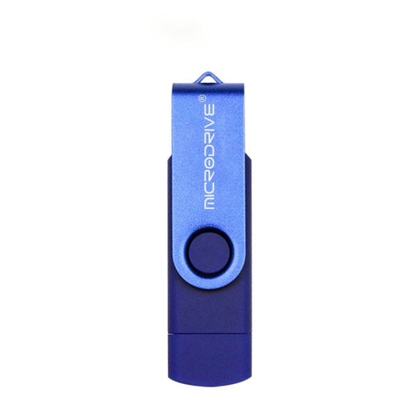 MicroDrive 4GB USB 2.0 Phone and Computer Dual-use Rotary OTG Metal U Disk (Blue)