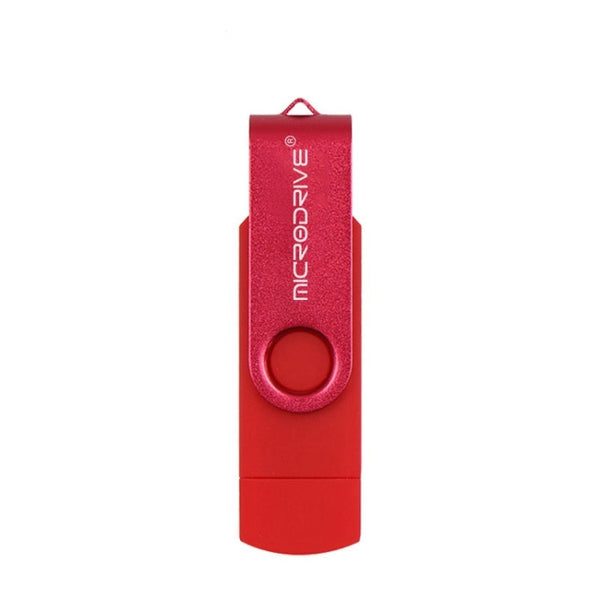 MicroDrive 4GB USB 2.0 Phone and Computer Dual-use Rotary OTG Metal U Disk (Red)