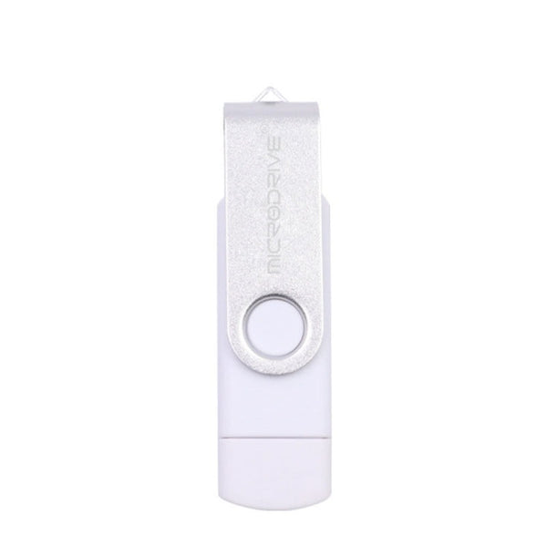 MicroDrive 4GB USB 2.0 Phone and Computer Dual-use Rotary OTG Metal U Disk (White)