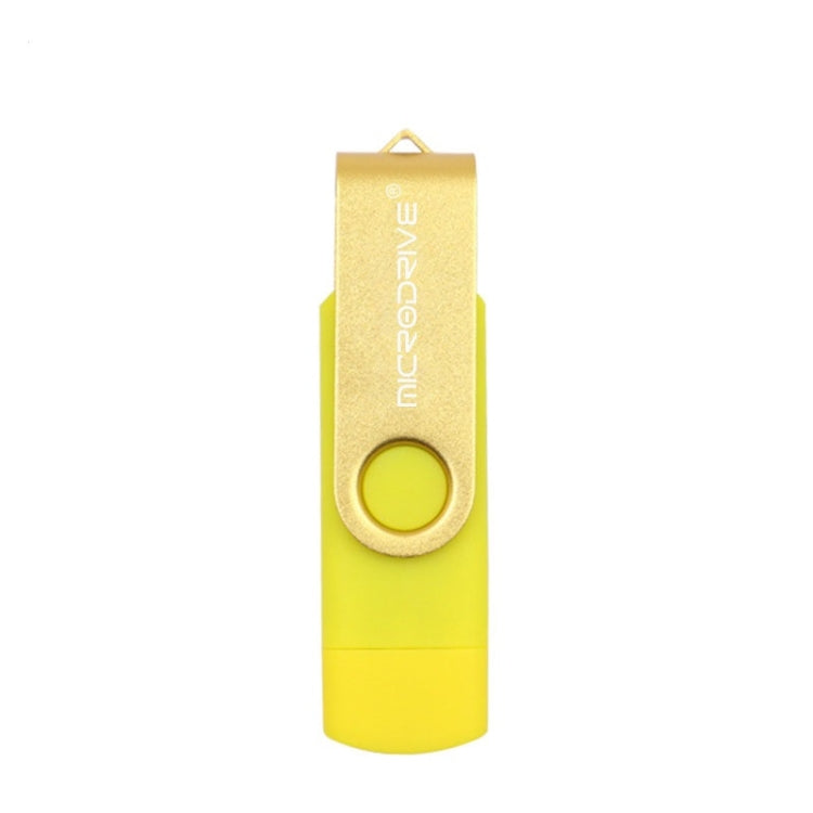 MicroDrive 4GB USB 2.0 Phone and Computer Dual-use Rotary OTG Metal U Disk (Yellow)