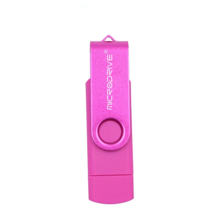 MicroDrive 8GB USB 2.0 Phone and Computer Dual-use Rotary OTG Metal U Disk (Pink)