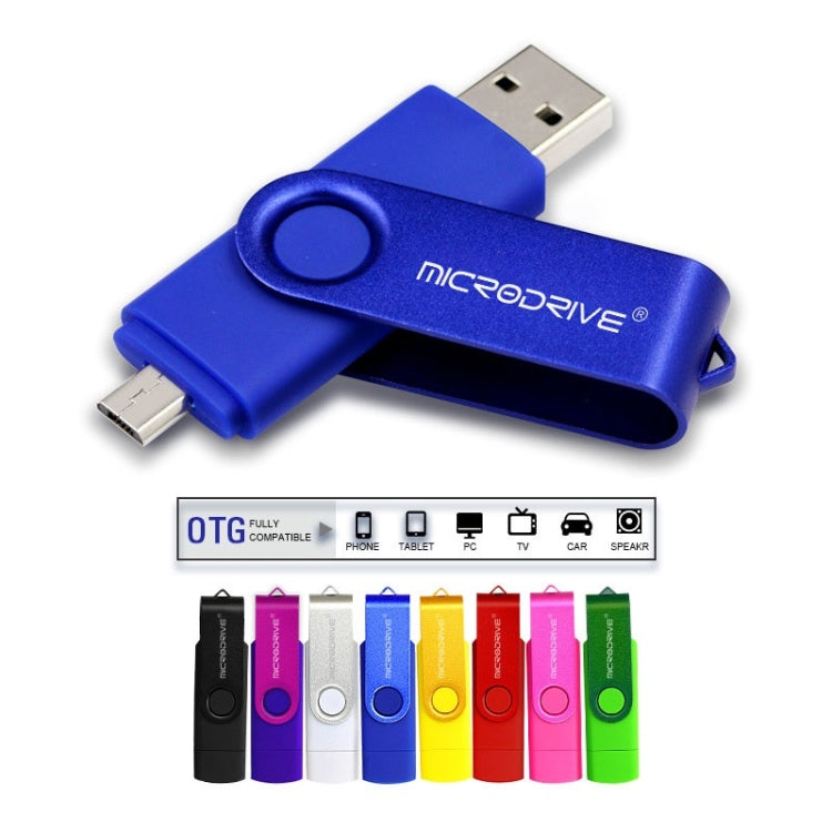 MicroDrive 8GB USB 2.0 Phone and Computer Dual-use Rotary OTG Metal U Disk (Green)