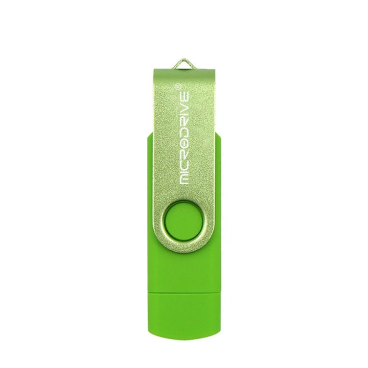 MicroDrive 8GB USB 2.0 Phone and Computer Dual-use Rotary OTG Metal U Disk (Green)