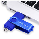 MicroDrive 8GB USB 2.0 Phone and Computer Dual-use Rotary OTG Metal U Disk (Blue)