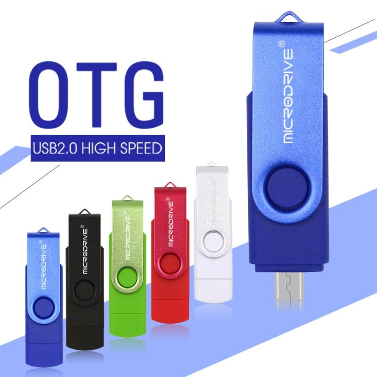 MicroDrive 8GB USB 2.0 Phone and Computer Dual-use Rotary OTG Metal U Disk (Blue)