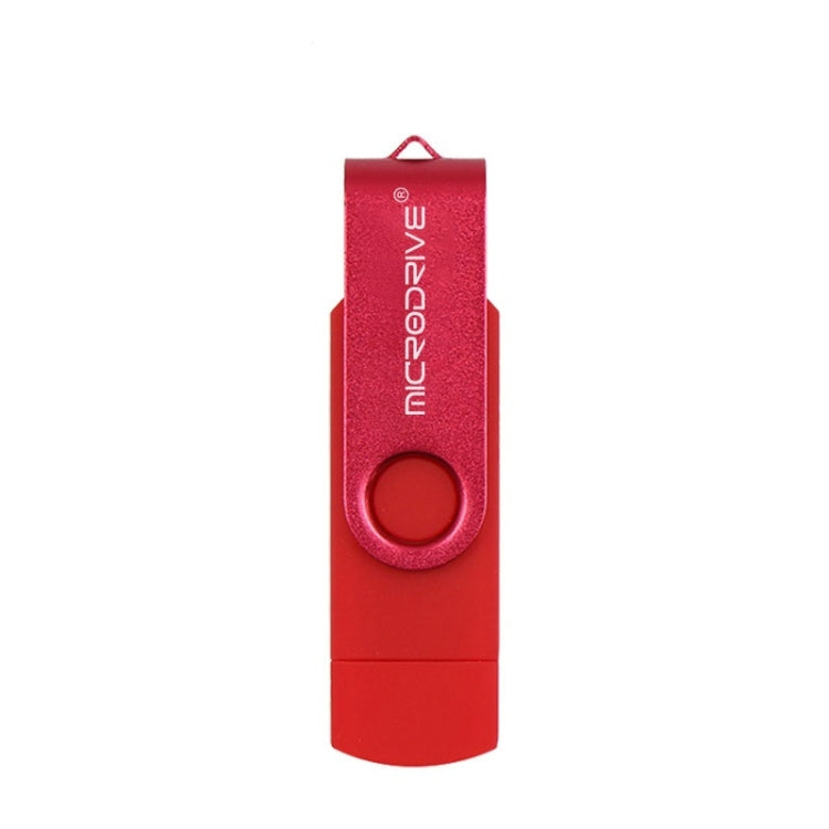 MicroDrive 8GB USB 2.0 Phone and Computer Dual-use Rotary OTG Metal U Disk (Red)