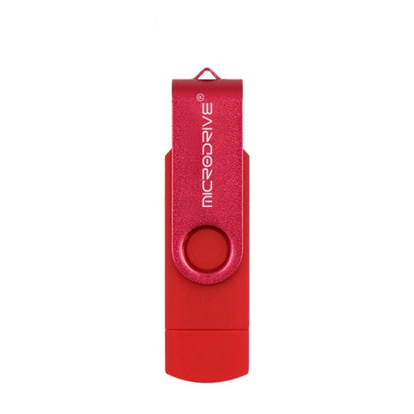 MicroDrive 8GB USB 2.0 Phone and Computer Dual-use Rotary OTG Metal U Disk (Red)