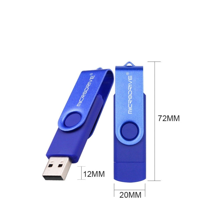 MicroDrive 8GB USB 2.0 Phone and Computer Dual-use Rotary OTG Metal U Disk (Red)