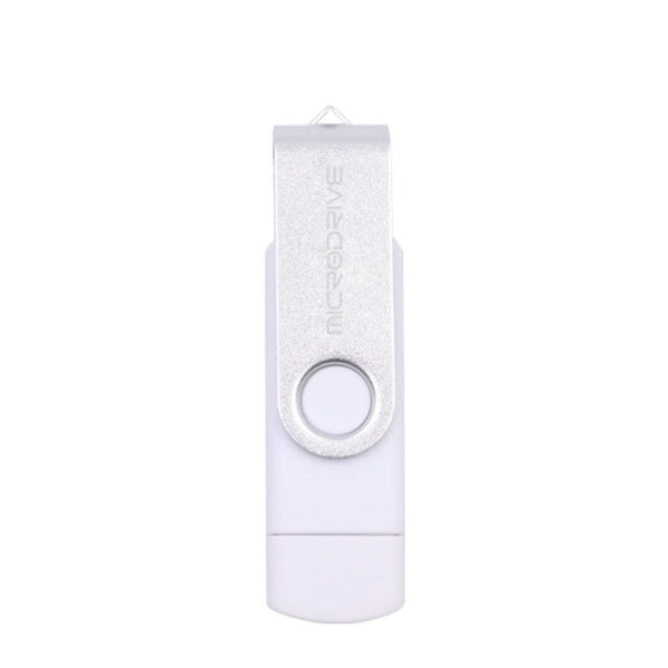 MicroDrive 8GB USB 2.0 Phone and Computer Dual-use Rotary OTG Metal U Disk (White)