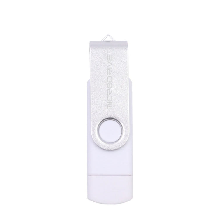 MicroDrive 8GB USB 2.0 Phone and Computer Dual-use Rotary OTG Metal U Disk (White)