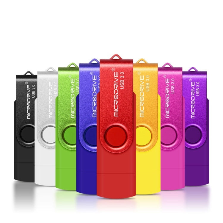 MicroDrive 32GB USB 3.0 Android Phone & Computer Dual-use Rotary Metal U Disk (Yellow)