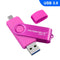 MicroDrive 64GB USB 3.0 Android Phone & Computer Dual-use Rotary Metal U Disk (Pink)