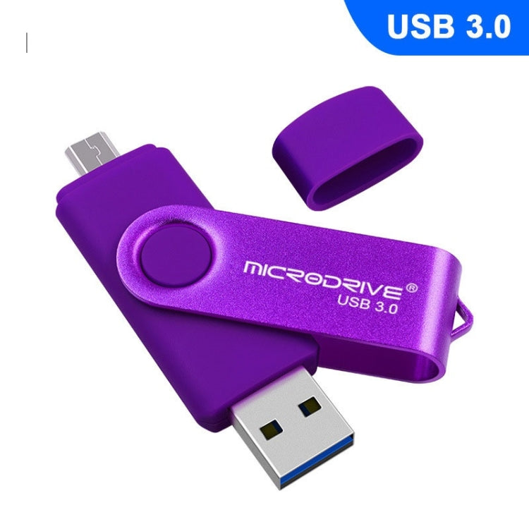 MicroDrive 128GB USB 3.0 Android Phone & Computer Dual-use Rotary Metal U Disk (Purple)