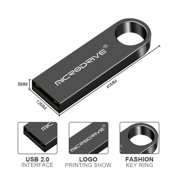 MicroDrive 64GB USB 2.0 Metal Waterproof High Speed U Disk(Black)