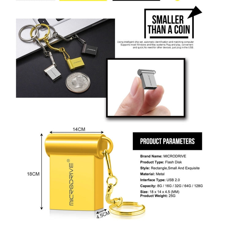 MicroDrive 32GB USB 2.0 Metal Mini USB Flash Drives U Disk (Black)