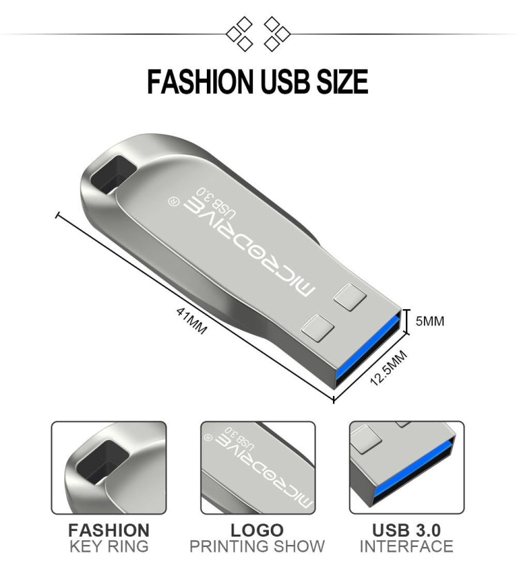 MicroDrive 16GB USB 3.0 Fashion High Speed Metal Rotating U Disk (Grey)