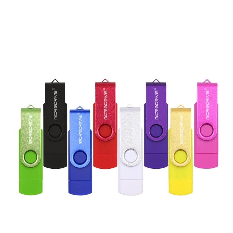 MicroDrive 32GB USB 2.0 Mobile Computer Dual-use Rotating OTG Metal U Disk (Black)