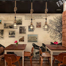 YWXLight Milimalist Wrought Iron Art Handmade Hemp Rope Weaving Frame Ceiling Light Pendant Lamp for Restaurant Bar Cafe House
