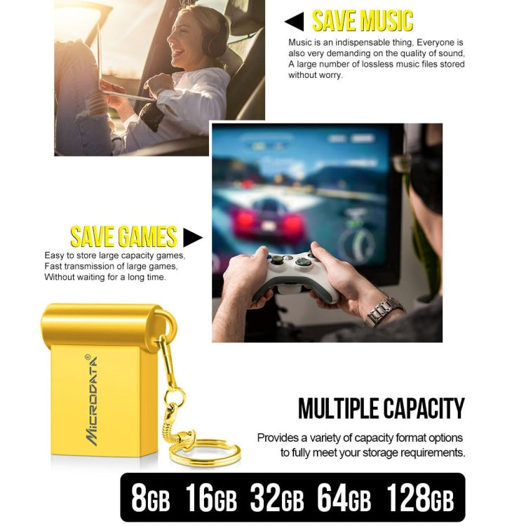 MiCRODATA 32GB USB 2.0 Computer Car Two-use Mini U Disk (Gold)